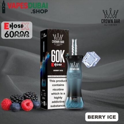 Crown Bar Al Fakher E Hose X 60000 Puffs 0.6mg Nicotine in Dubai Berry ice