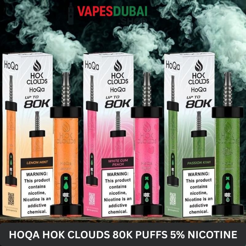 HoQa Hok clouds 80k puffs 5% nicotine shisha based vape In Dubai